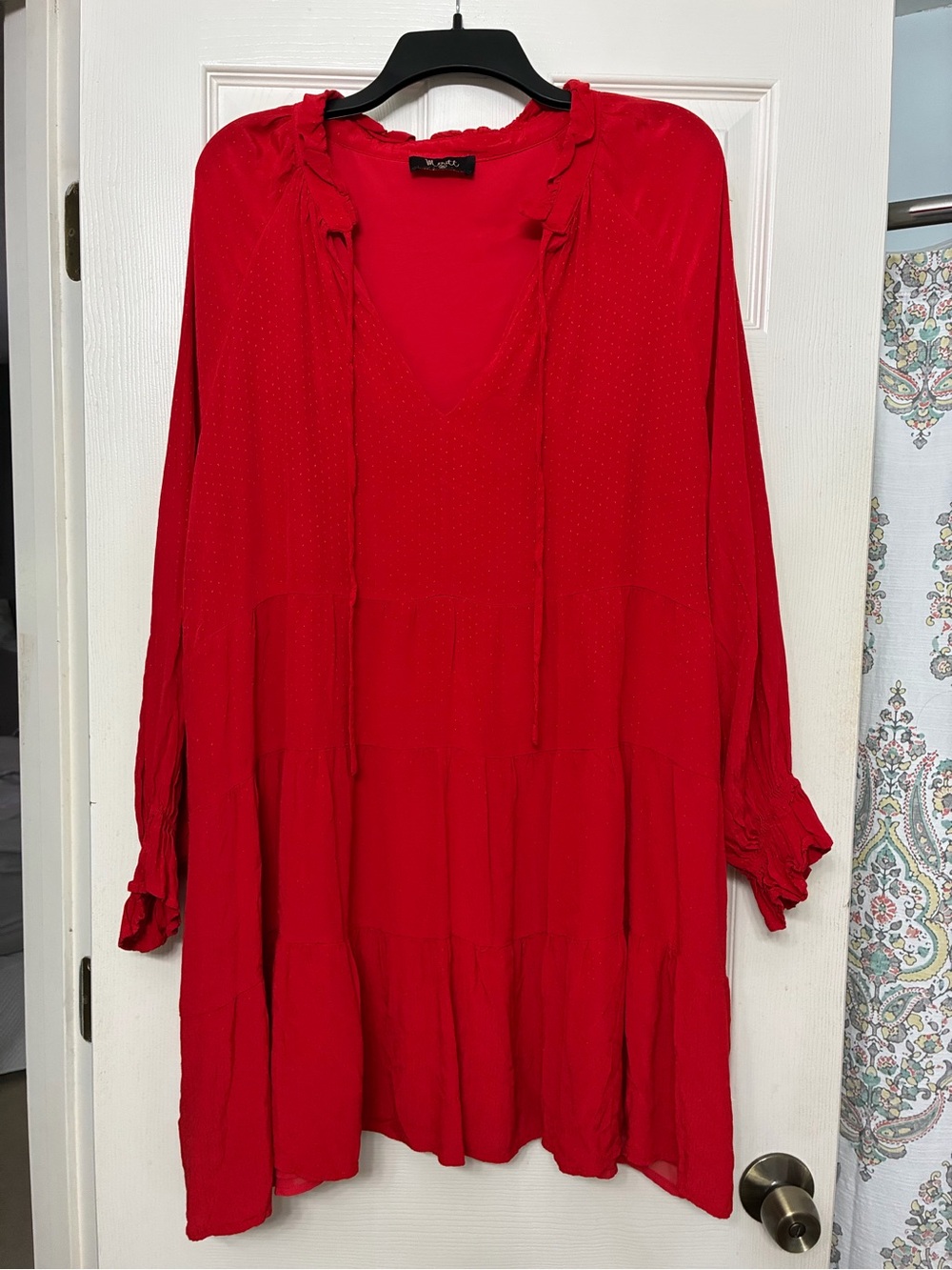 Red Tiered V-Neck Mini Dress